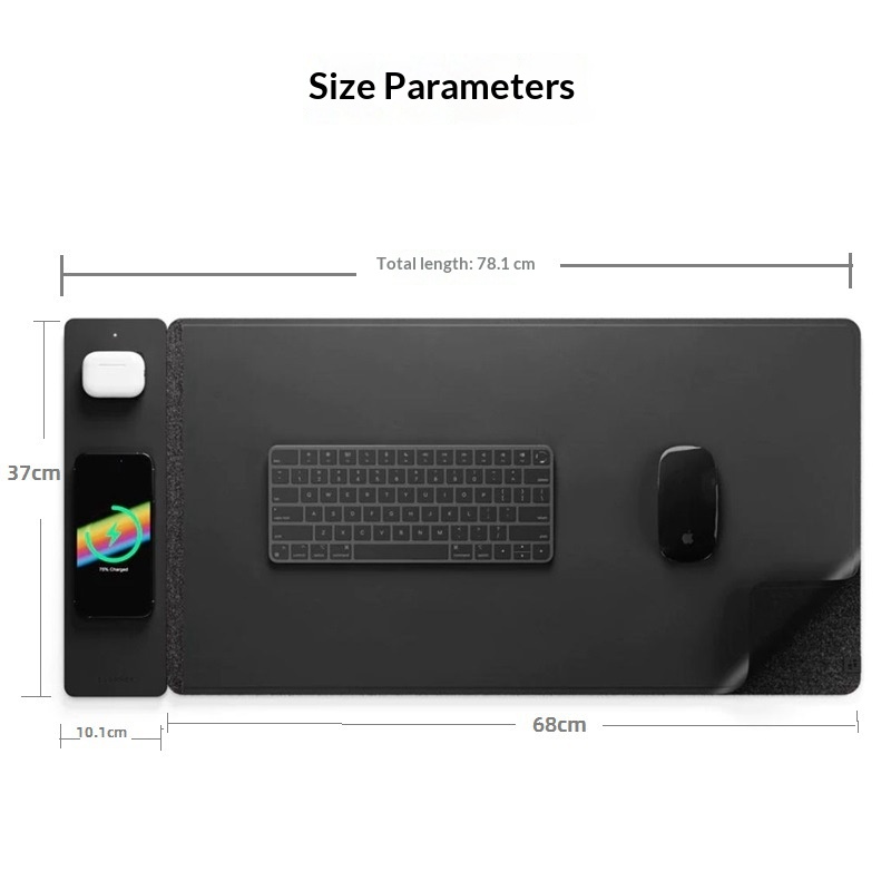 15W Magnetic Wireless Charging - đánh giá và giá Leather Desk Pad